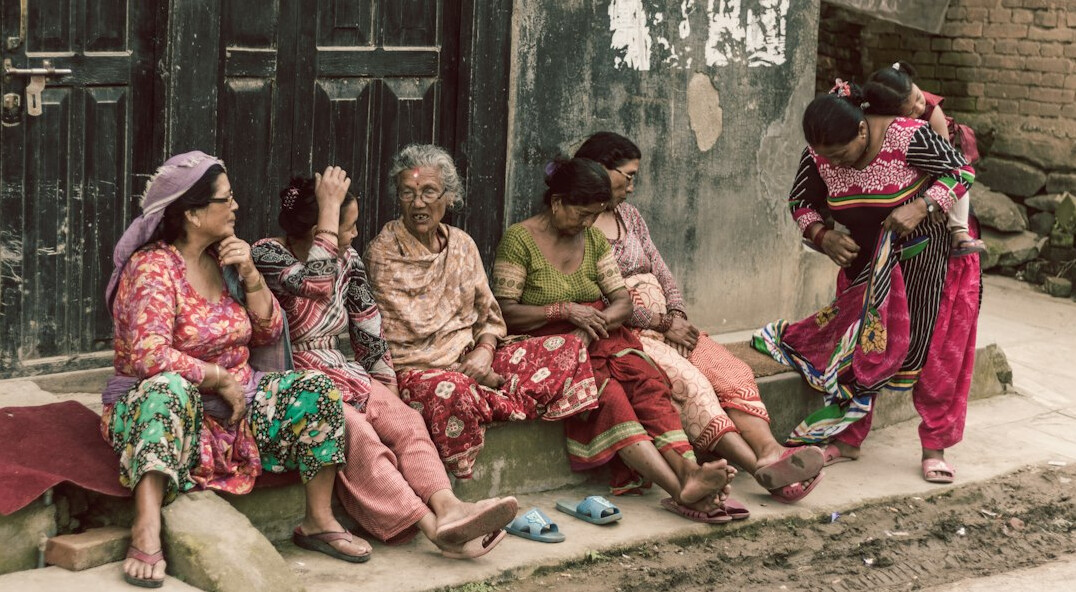 group of locals talking