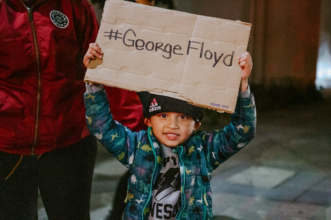 young activist with children