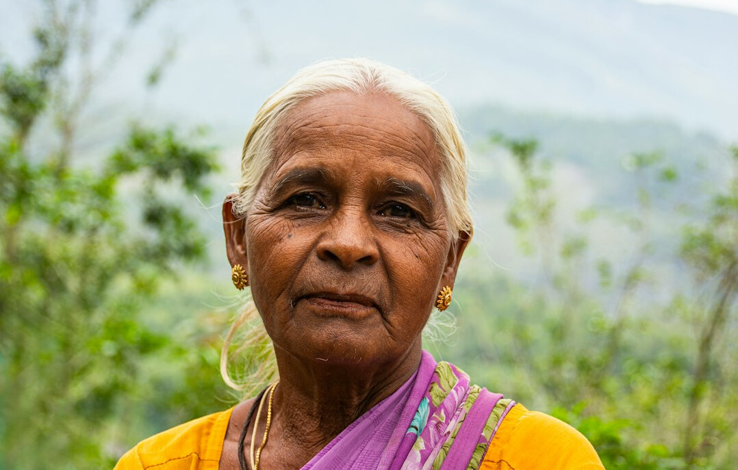 portrait of elderly woman in village