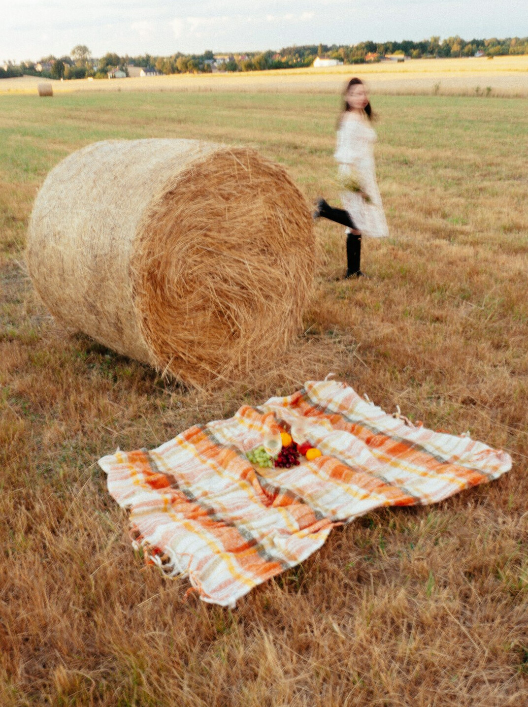young couple on polish farm